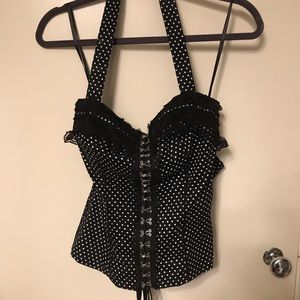 Tripp Black and White Polka Dot Corset Top